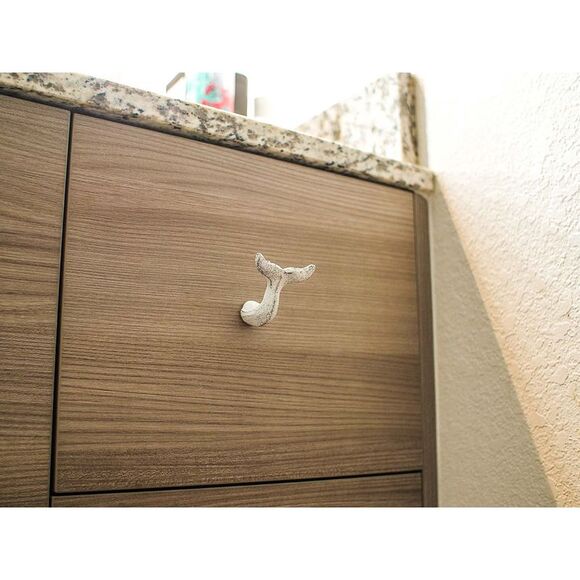 White Cast Iron Whale Tail Drawer or Cabinet Door Pulls Set of 12 - Picture 5 of 9